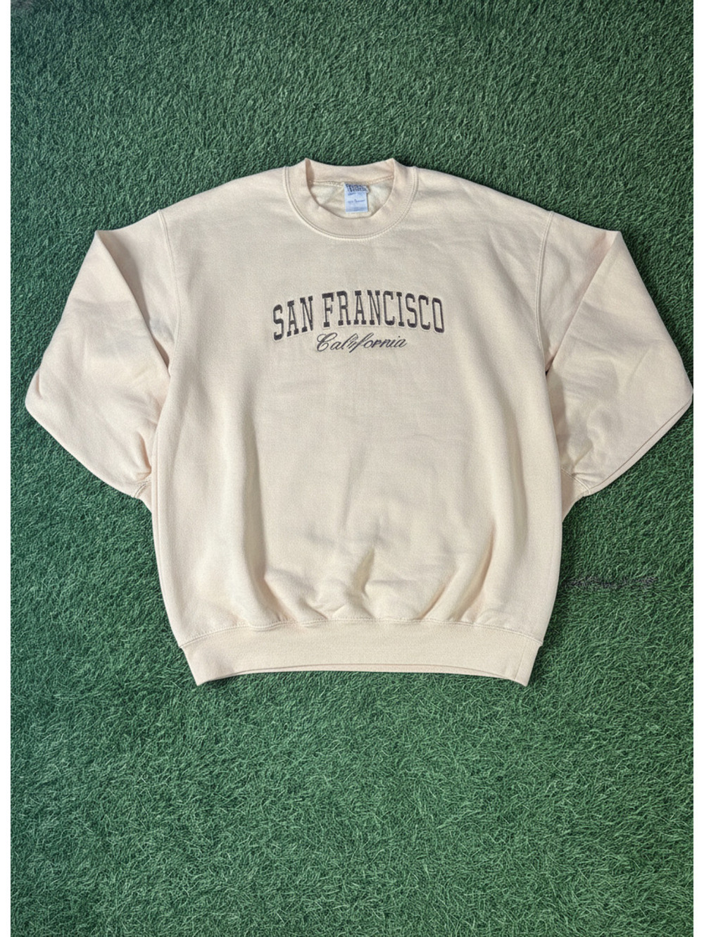 Vintage Heavyweight Ultra Blend Cream Sweatshirt 100% Cotton Polyester Mens L